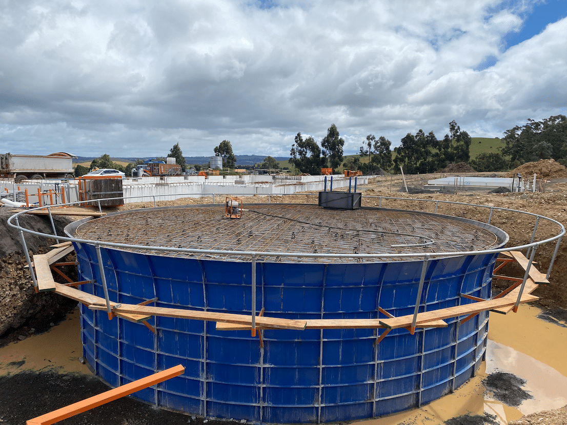 underground concrete water tank blue cast