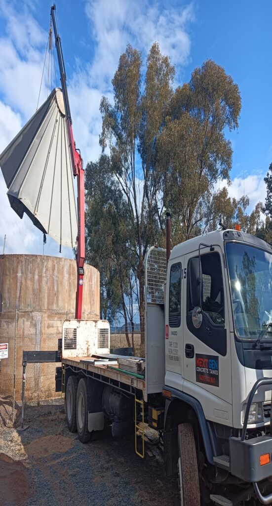 removing a silo roof from a concrete water tank